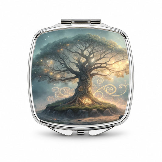 Enchanted Tree Of Life Small Travel Purse Handbag Pocket Makeup Compact Mirror