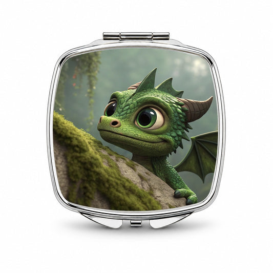 Fantasy Dragon Forest Nature Small Travel Purse Handbag Pocket Makeup Compact Mirror