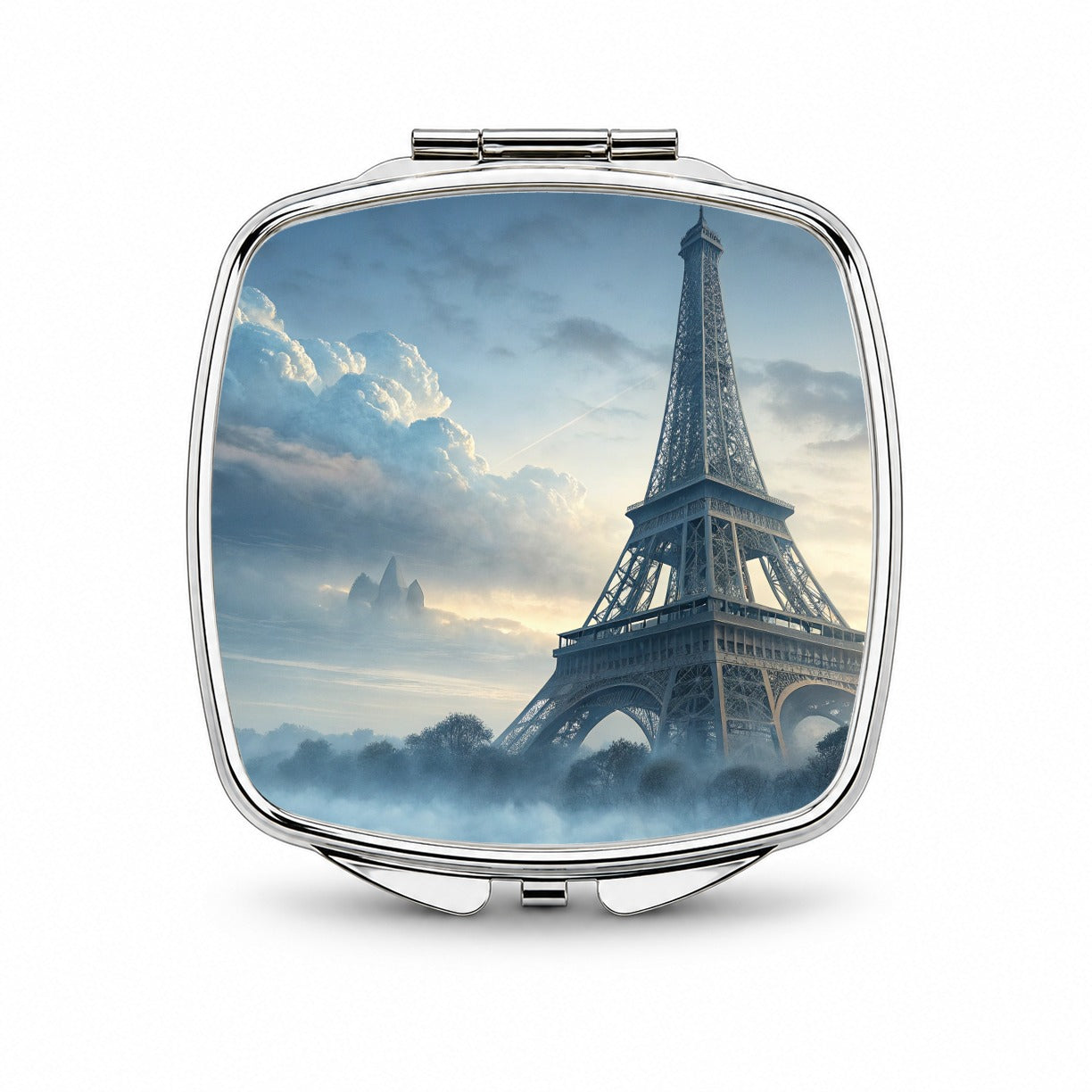 Foggy Eiffel Tower Paris Small Travel Purse Handbag Pocket Makeup Compact Mirror