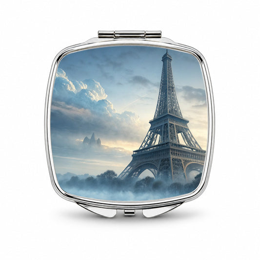 Foggy Eiffel Tower Paris Small Travel Purse Handbag Pocket Makeup Compact Mirror