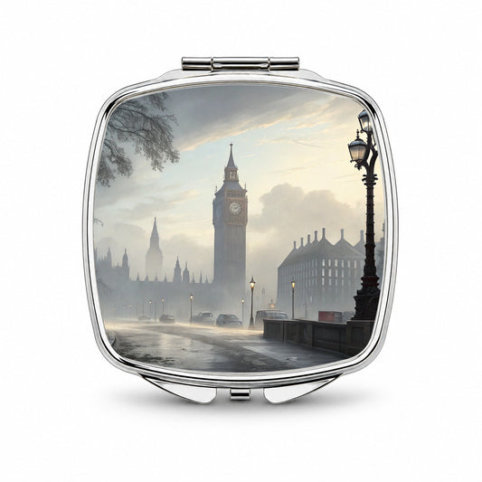 Foggy London England Cityscape Small Travel Purse Handbag Pocket Makeup Compact Mirror