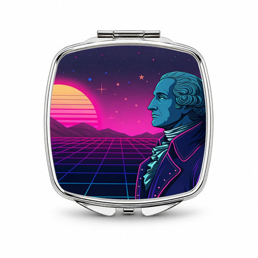 George Washington Cyberpunk Style Small Travel Purse Handbag Pocket Makeup Compact Mirror