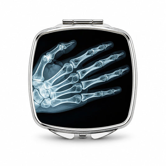 Hand X-Ray Radiograph Small Travel Purse Handbag Pocket Makeup Compact Mirror