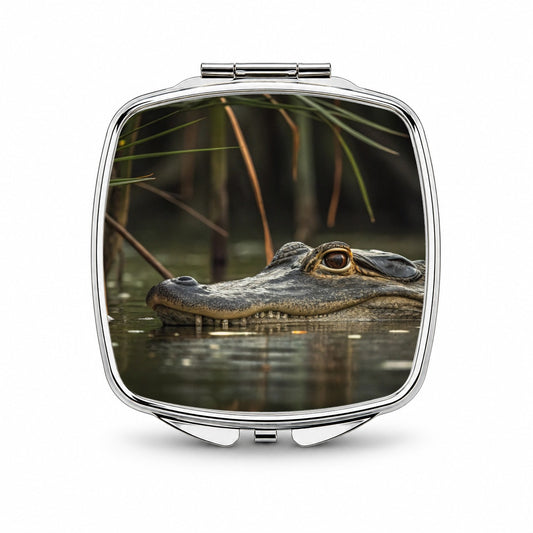 Hidden Alligator Nature Photo Small Travel Purse Handbag Pocket Makeup Compact Mirror