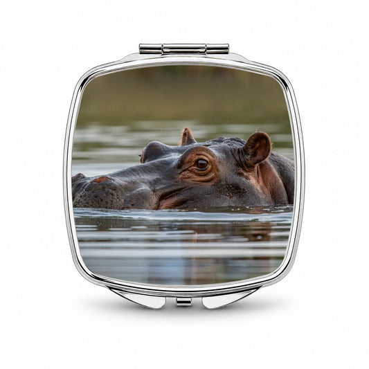 Hippo River Safari Wildlife Africa Small Travel Purse Handbag Pocket Makeup Compact Mirror