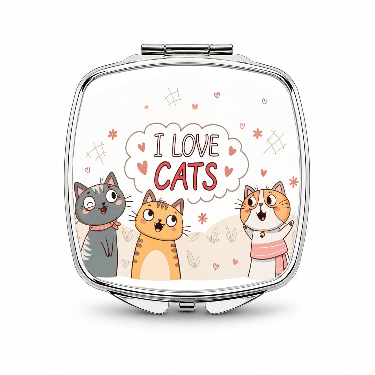I Love Cats Cute Small Travel Purse Handbag Pocket Makeup Compact Mirror