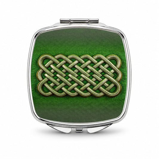 Irish Celtic Knot Green Small Travel Purse Handbag Pocket Makeup Compact Mirror