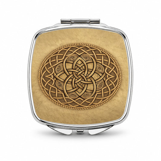 Irish Celtic Knot Mandala Small Travel Purse Handbag Pocket Makeup Compact Mirror