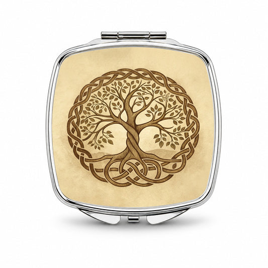Irish Celtic Tree of Life Small Travel Purse Handbag Pocket Makeup Compact Mirror
