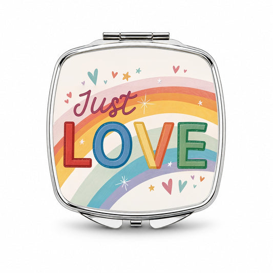 Just Love Rainbow Pride Small Travel Purse Handbag Pocket Makeup Compact Mirror