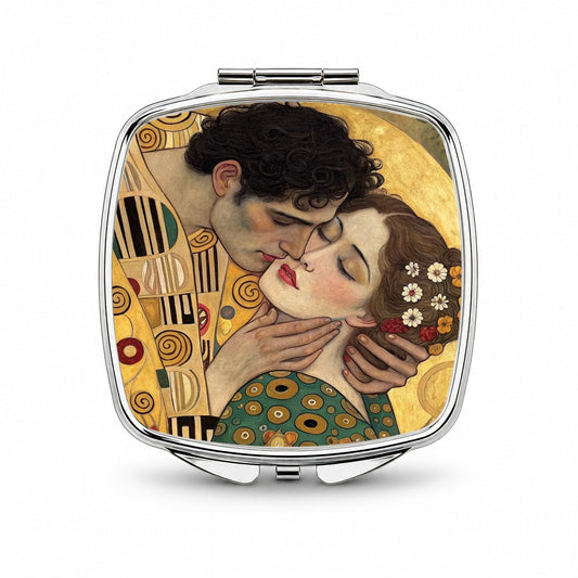 Klimt The Kiss Inspired Small Travel Purse Handbag Pocket Makeup Compact Mirror
