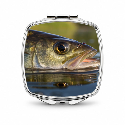 Largemouth Bass Fishing Wildlife Small Travel Purse Handbag Pocket Makeup Compact Mirror