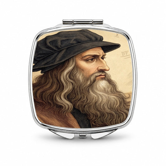 Leonardo da Vinci Inventor Small Travel Purse Handbag Pocket Makeup Compact Mirror