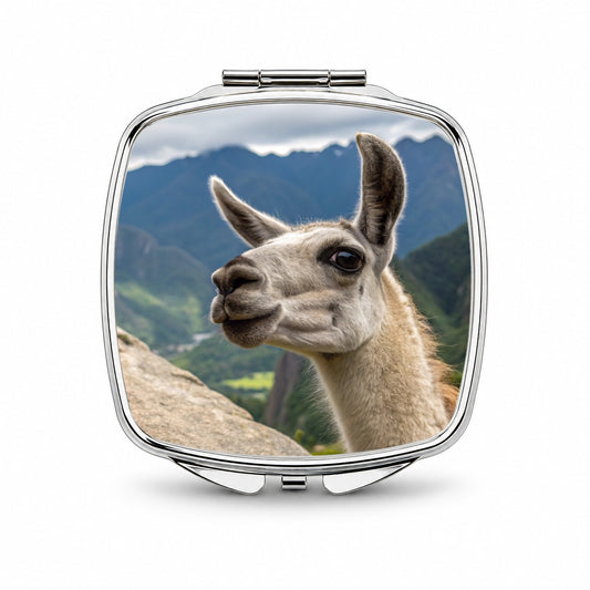Llama Highlands Small Travel Purse Handbag Pocket Makeup Compact Mirror