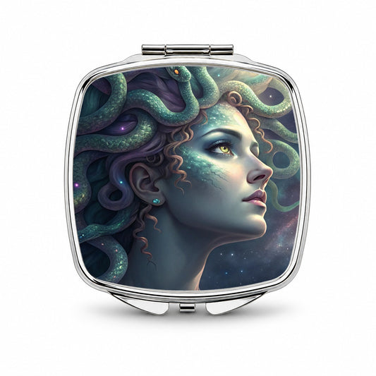 Medusa Moon Goddess Small Travel Purse Handbag Pocket Makeup Compact Mirror