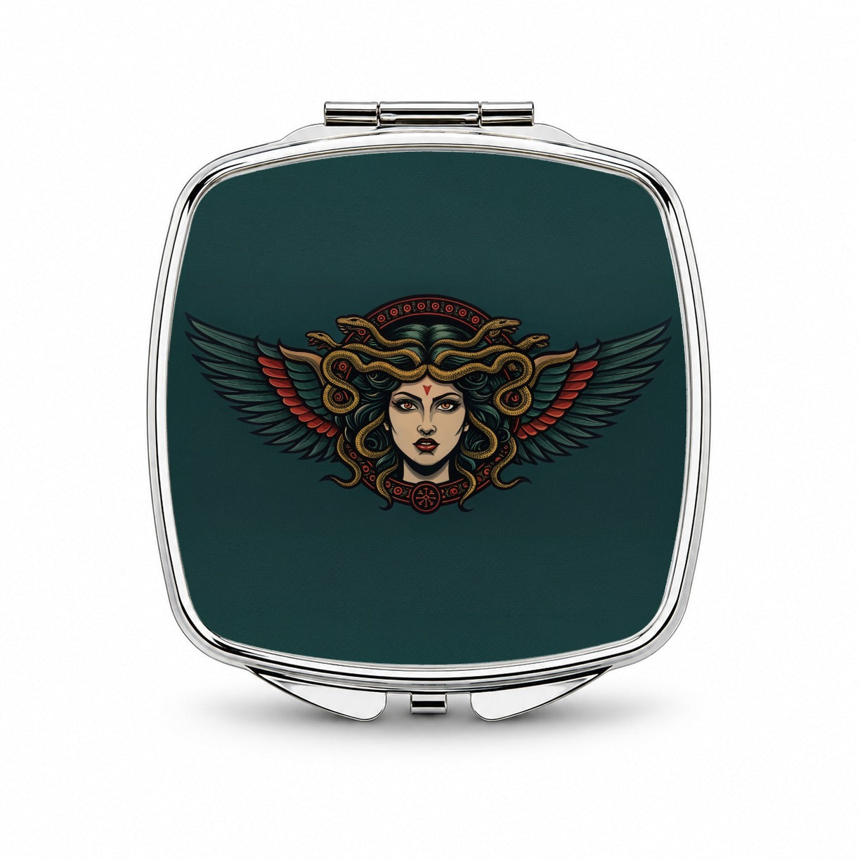Medusa Mythological Snake Queen Small Travel Purse Handbag Pocket Makeup Compact Mirror