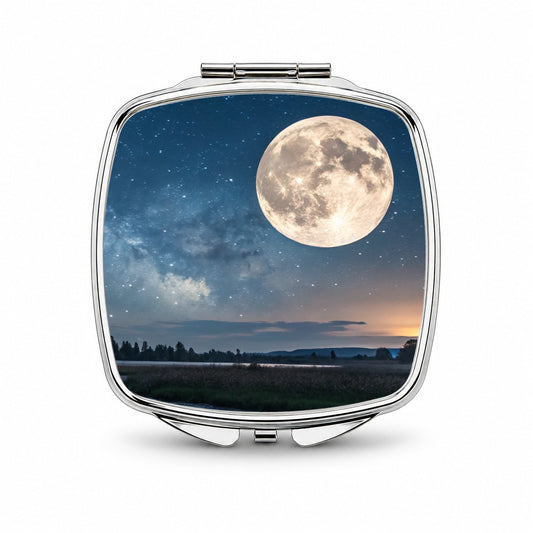 Moonlit River Night Landscape Small Travel Purse Handbag Pocket Makeup Compact Mirror