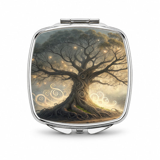 Mystical Tree Of Life Small Travel Purse Handbag Pocket Makeup Compact Mirror