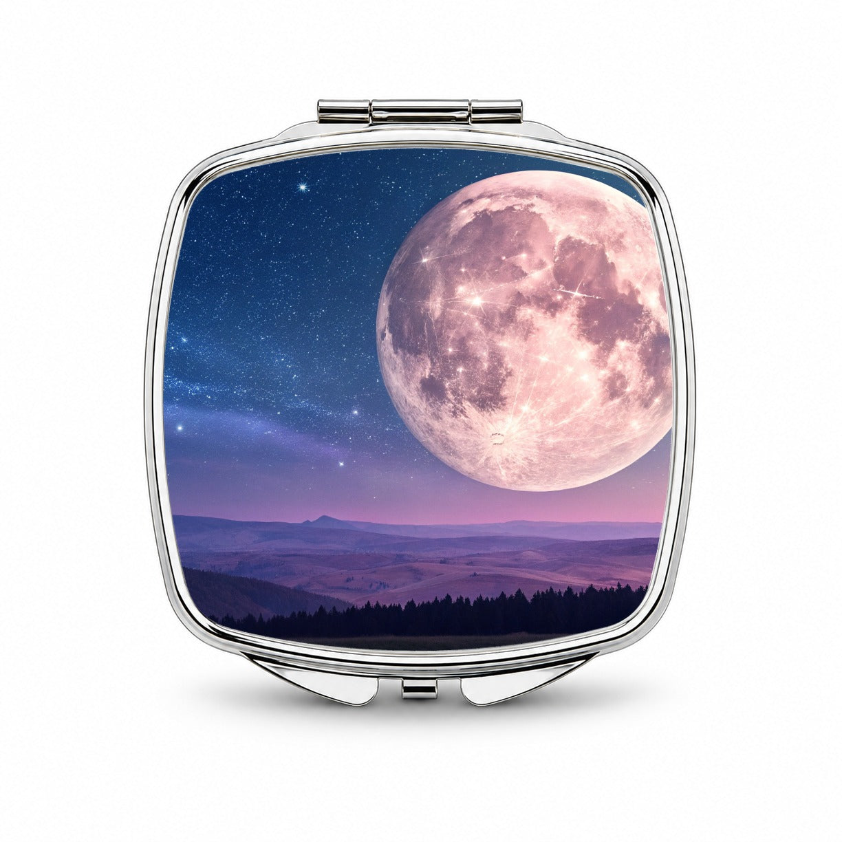 Pastel Moon At Night Small Travel Purse Handbag Pocket Makeup Compact Mirror