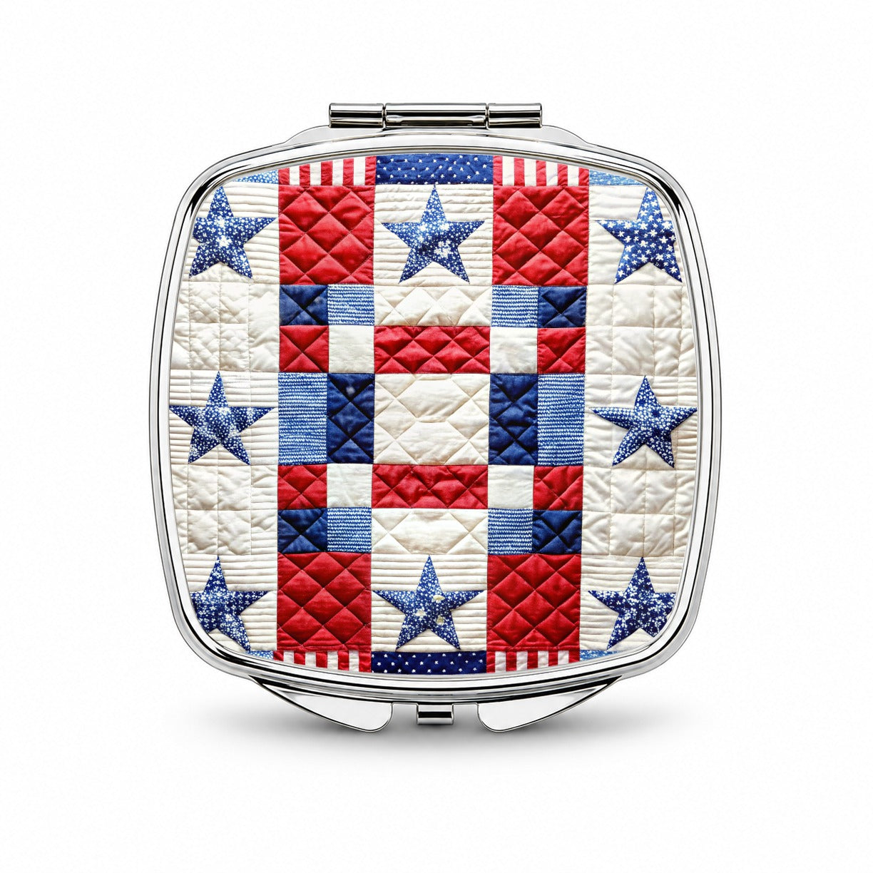 Patchwork Quilt Patriotic Small Travel Purse Handbag Pocket Makeup Compact Mirror