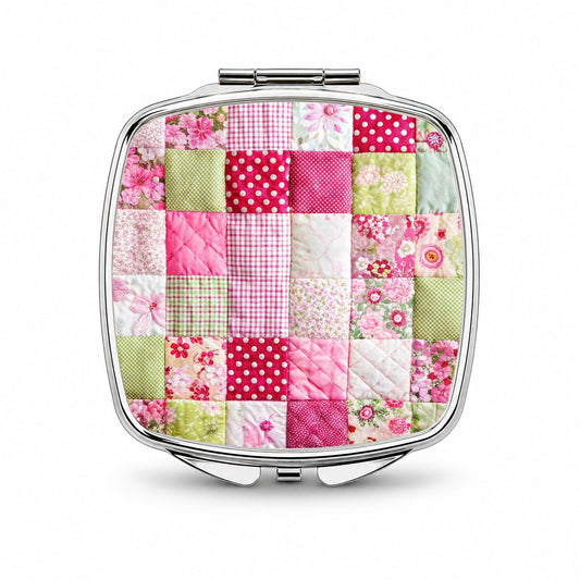 Patchwork Quilt Pink Small Travel Purse Handbag Pocket Makeup Compact Mirror