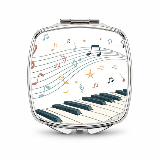 Piano Music Flow Small Travel Purse Handbag Pocket Makeup Compact Mirror
