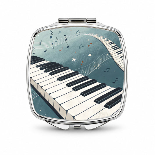 Piano Music Wave Small Travel Purse Handbag Pocket Makeup Compact Mirror