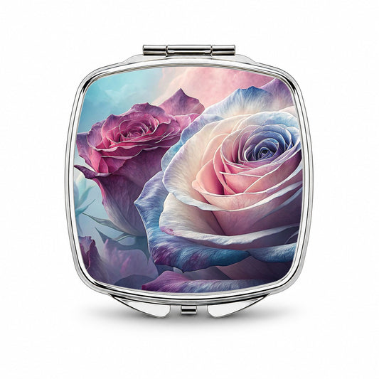 Roses Flowers Blooms Small Travel Purse Handbag Pocket Makeup Compact Mirror