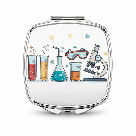 Science Chemistry Biology Physics Small Travel Purse Handbag Pocket Makeup Compact Mirror
