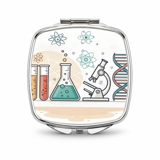 Science Laboratory Chemistry Biology Physics Small Travel Purse Handbag Pocket Makeup Compact Mirror