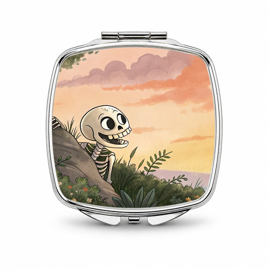 Skeleton Tree Sunset Halloween Small Travel Purse Handbag Pocket Makeup Compact Mirror