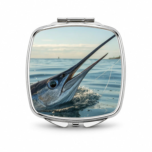 Swordfish Surface Fishing Small Travel Purse Handbag Pocket Makeup Compact Mirror