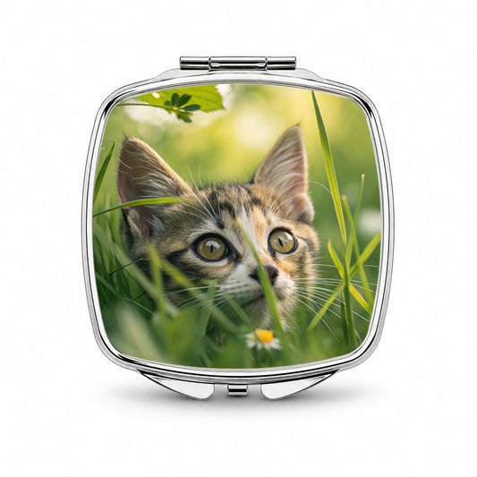 Tabby Cat In Nature Small Travel Purse Handbag Pocket Makeup Compact Mirror