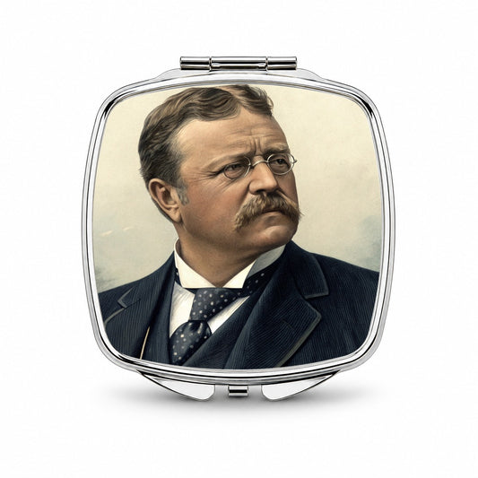 Theodore Roosevelt American President Small Travel Purse Handbag Pocket Makeup Compact Mirror