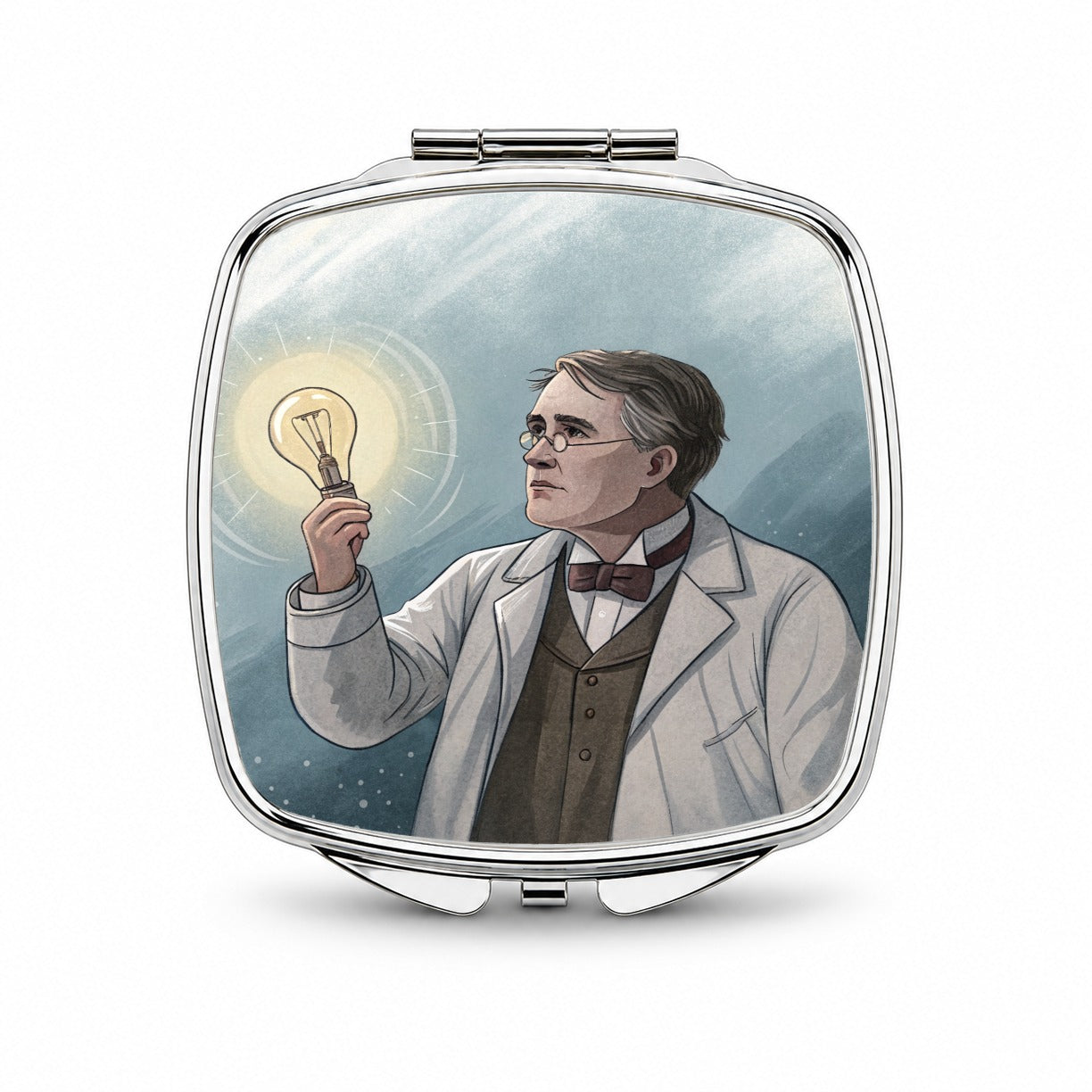 Thomas Edison American Inventor Small Travel Purse Handbag Pocket Makeup Compact Mirror