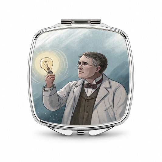 Thomas Edison American Inventor Small Travel Purse Handbag Pocket Makeup Compact Mirror
