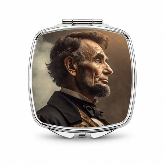 Victorian Steampunk Lincoln Portrait Small Travel Purse Handbag Pocket Makeup Compact Mirror