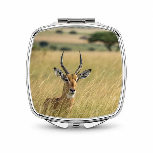 Watchful Antelope Nature Scene Small Travel Purse Handbag Pocket Makeup Compact Mirror