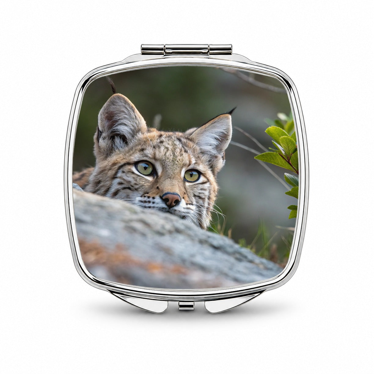 Watchful Bobcat Wildlife Nature Small Travel Purse Handbag Pocket Makeup Compact Mirror