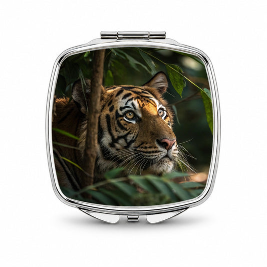 Wild Tiger Forest Jungle Small Travel Purse Handbag Pocket Makeup Compact Mirror