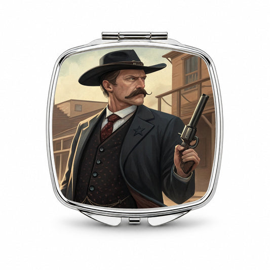 Wyatt Earp Frontier Gunslinger Small Travel Purse Handbag Pocket Makeup Compact Mirror
