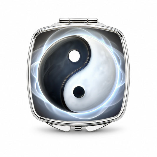 Yin Yang Spiritual Small Travel Purse Handbag Pocket Makeup Compact Mirror