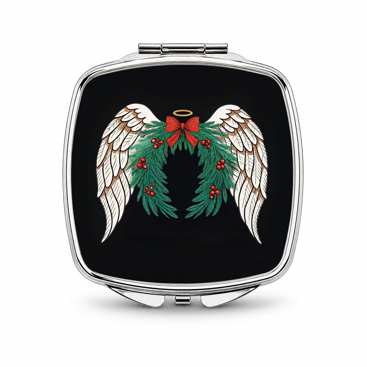 Angel Wings Christmas Small Travel Purse Handbag Pocket Makeup Compact Mirror