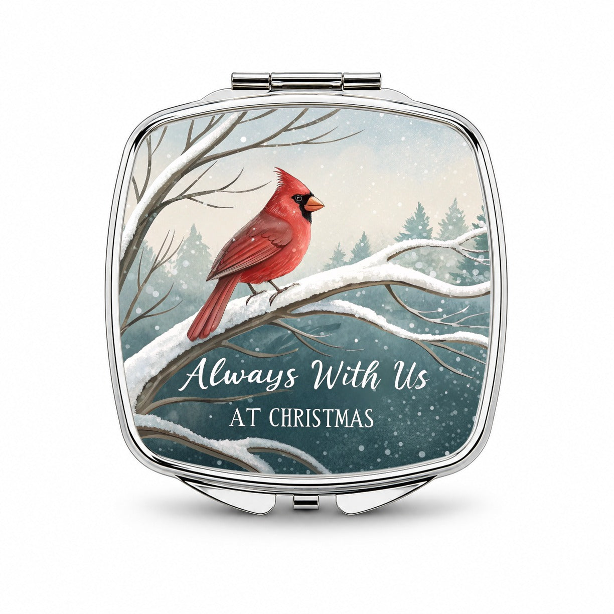 Cardinal Always With Us Christmas Small Travel Purse Handbag Pocket Makeup Compact Mirror