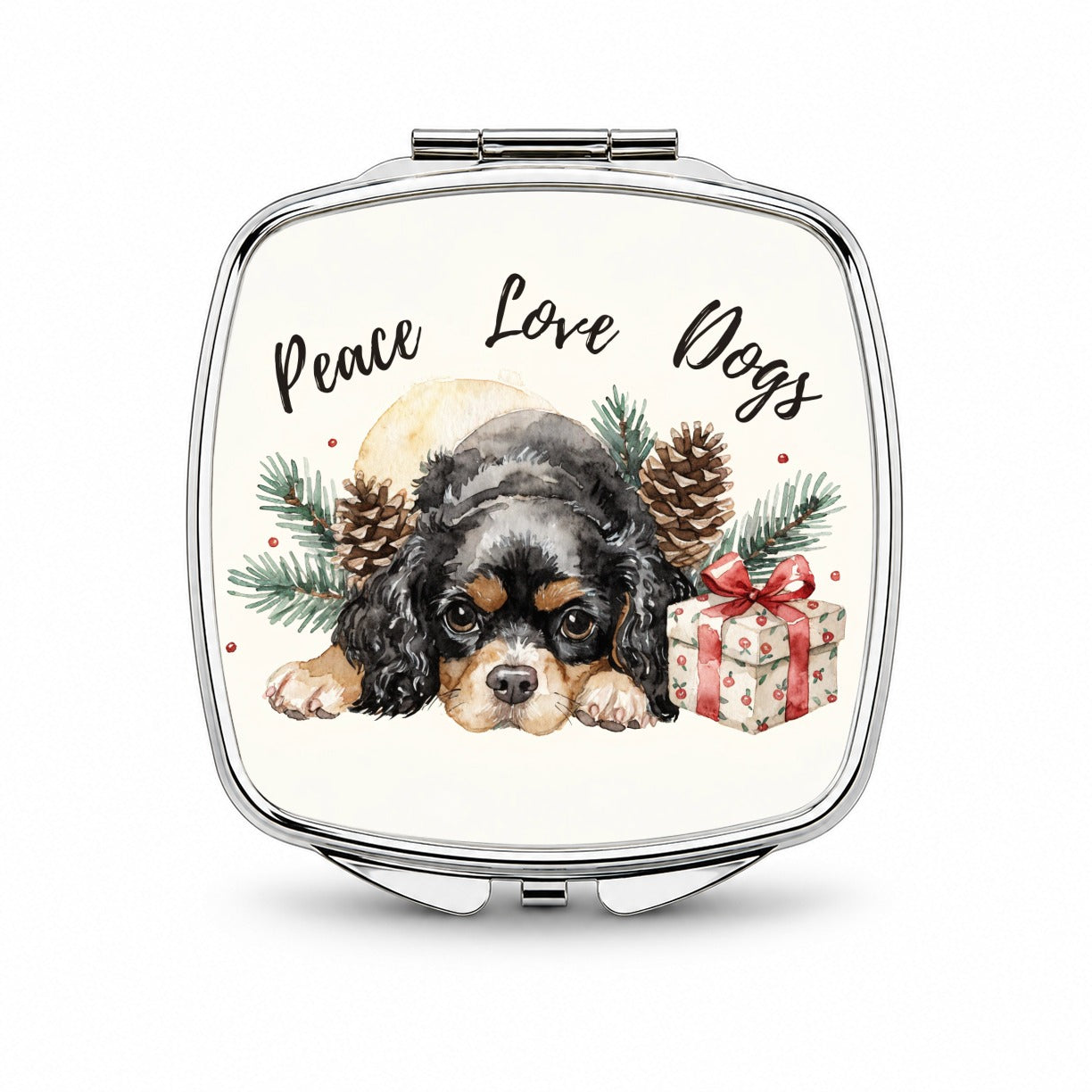 Cavalier King Charles Spaniel Peace Love Dogs Small Travel Purse Handbag Pocket Makeup Compact Mirror