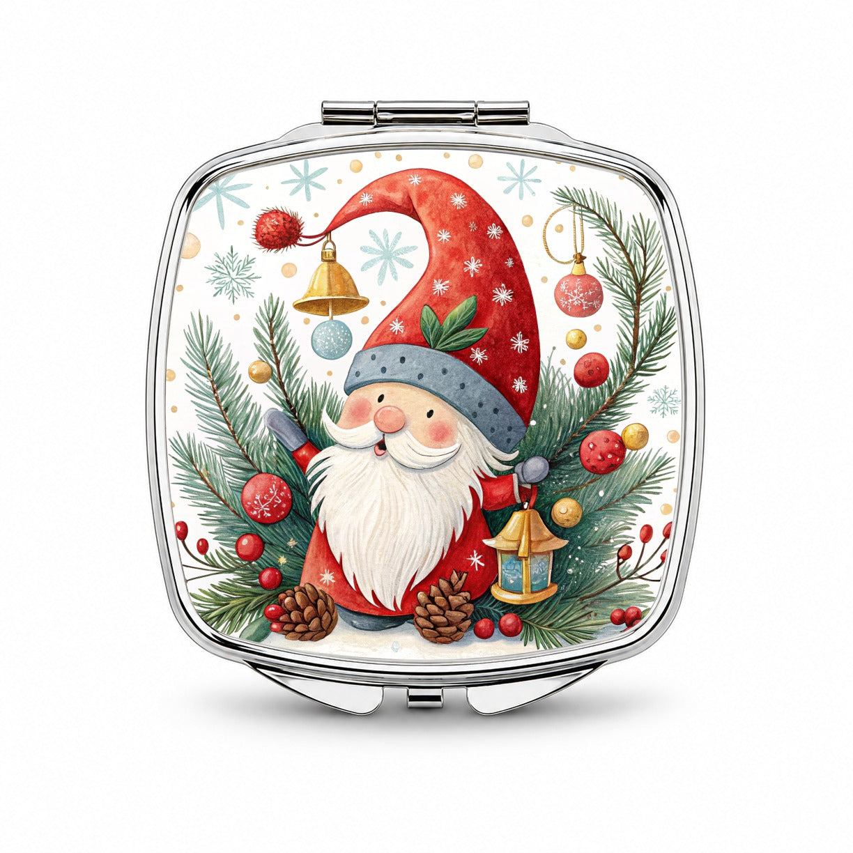 Christmas Gnome Colorful Small Travel Purse Handbag Pocket Makeup Compact Mirror