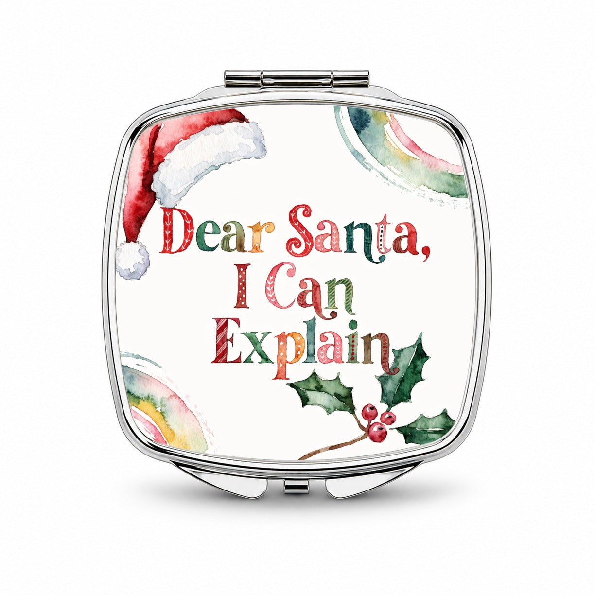 Dear Santa I Can Explain Christmas Funny Small Travel Purse Handbag Pocket Makeup Compact Mirror