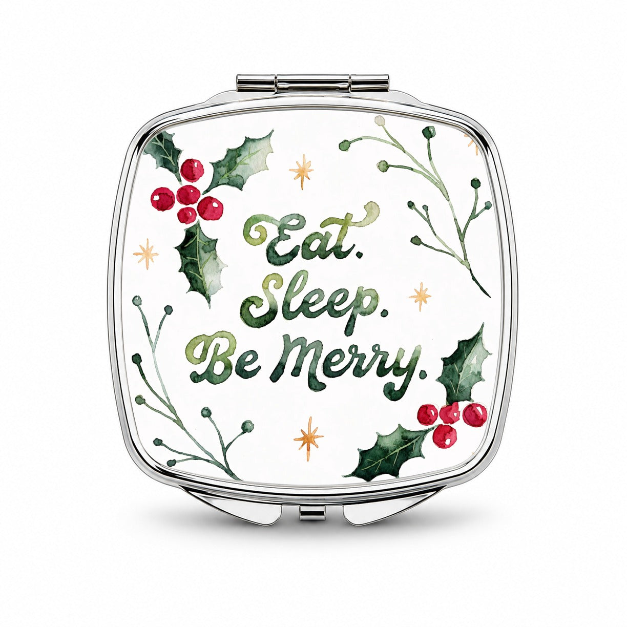 Eat Sleep Be Merry Christmas Small Travel Purse Handbag Pocket Makeup Compact Mirror