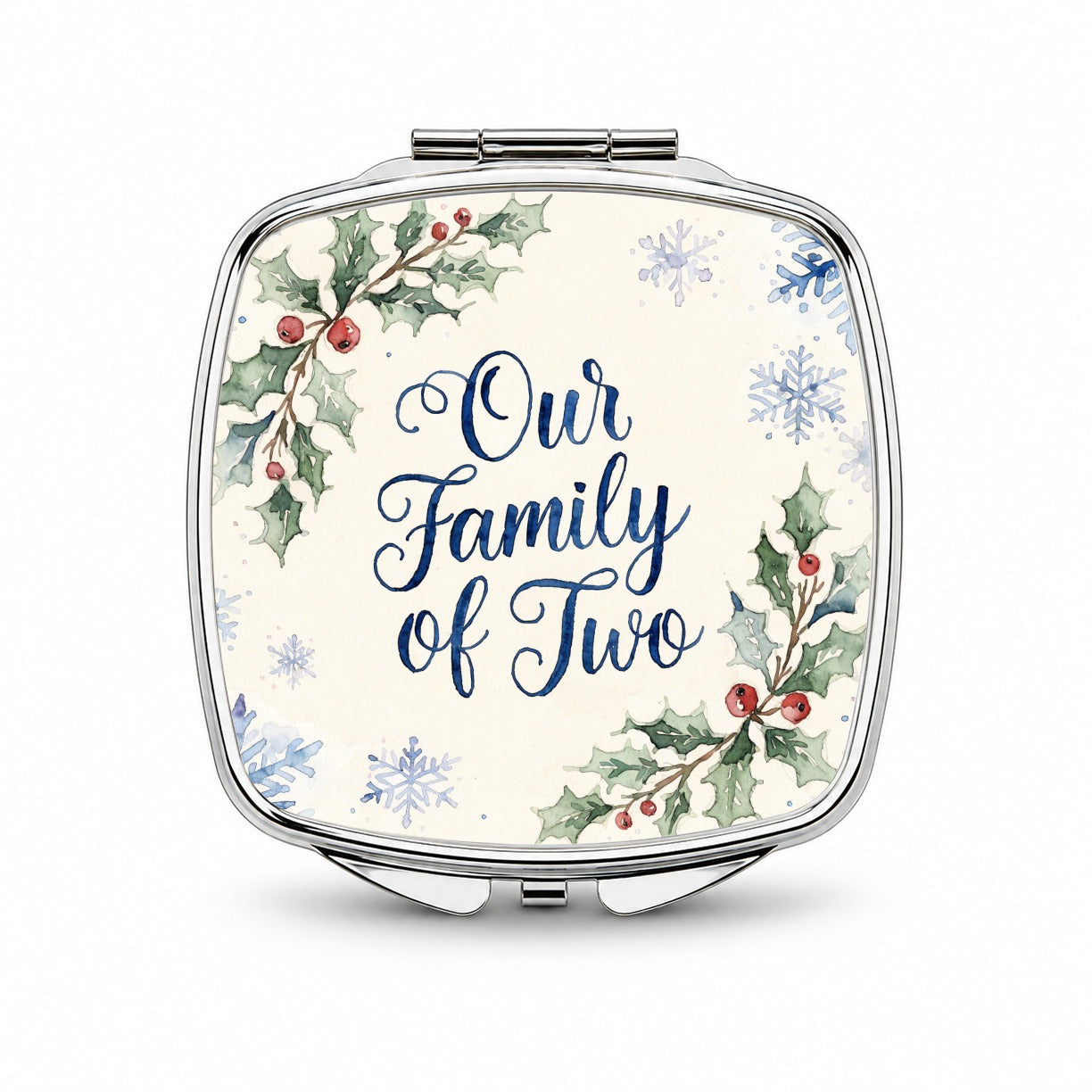 Family Of Two Christmas Small Travel Purse Handbag Pocket Makeup Compact Mirror