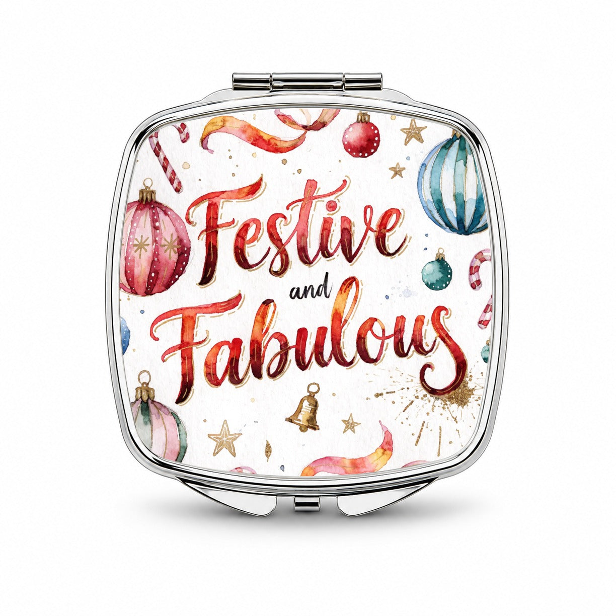 Festive And Fabulous Christmas Small Travel Purse Handbag Pocket Makeup Compact Mirror
